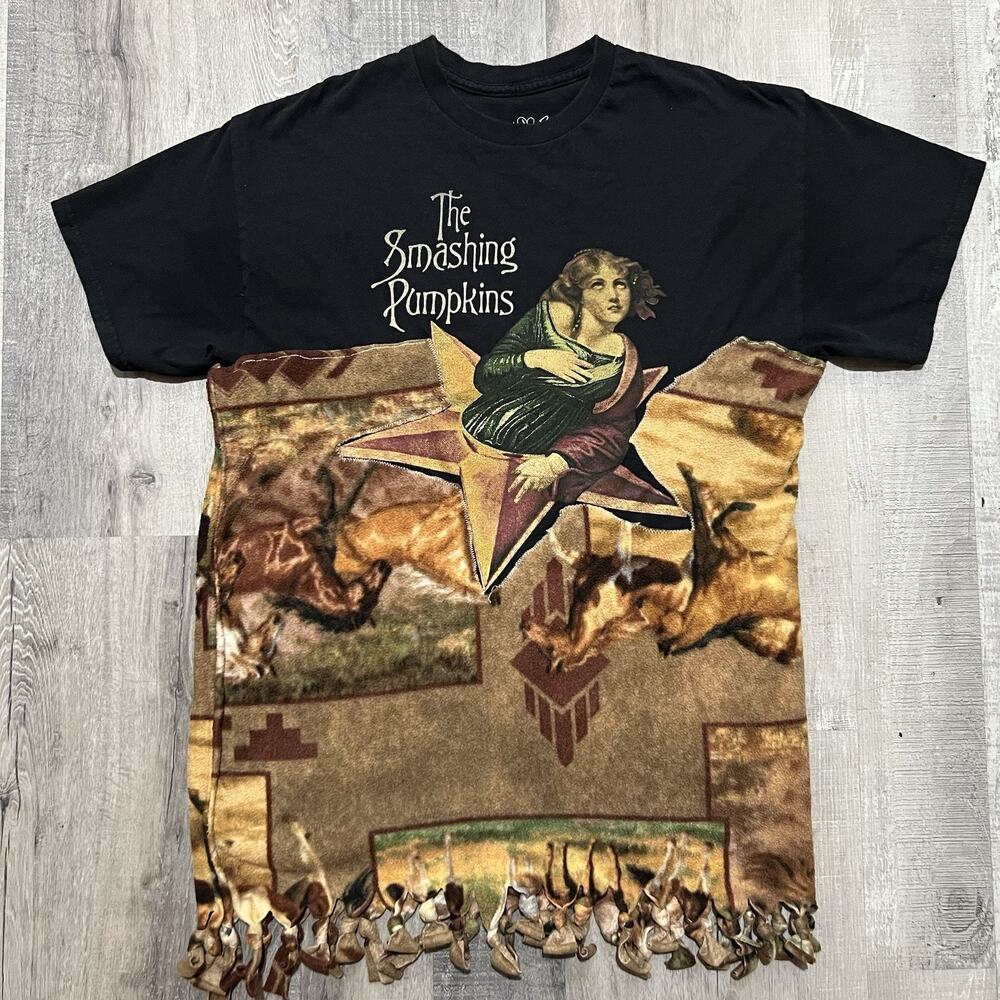 Smashing Pumpkins Mellon Collie Upcycled Blanket Band Tee Grunge Concert Sz L